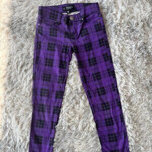 Abbey Dawn by Avril Lavigne Purple and Black Plaid Pants - Girls Size 10